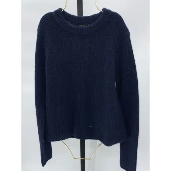 Quince Mongolian Cashmere Fisherman Crew Neck Navy Blue Women's Sweater XS, NWT - Picture 4 of 5